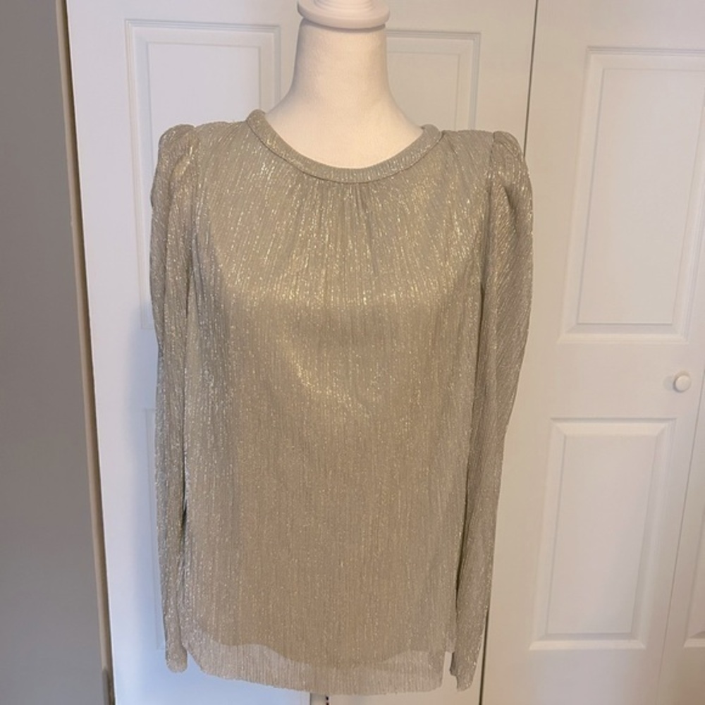 Vince Camuto - Silver Puff Sleeve Blouse - Size L - NWOT